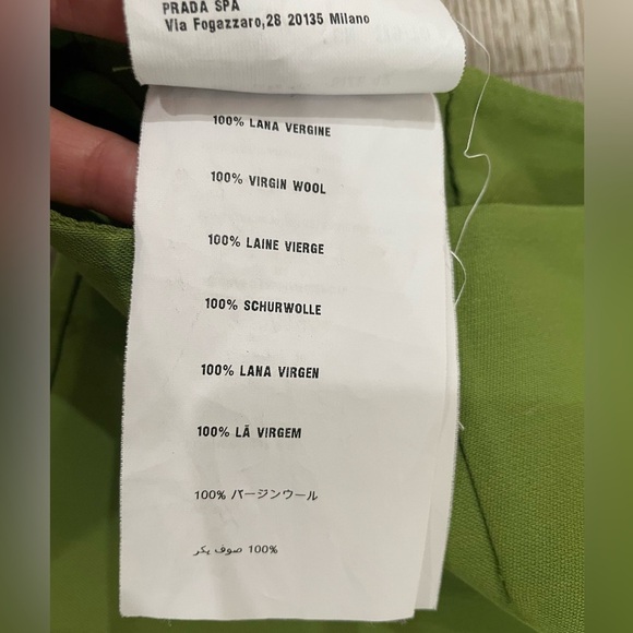 PRADA 100% Virgin Wool Green Knee Length Bermuda High Waisted Shorts - Picture 10 of 14